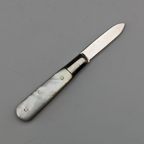 1930年 英国ヴィンテージ 白蝶貝ハンドル 純銀ブレード ペンナイフ William Needham